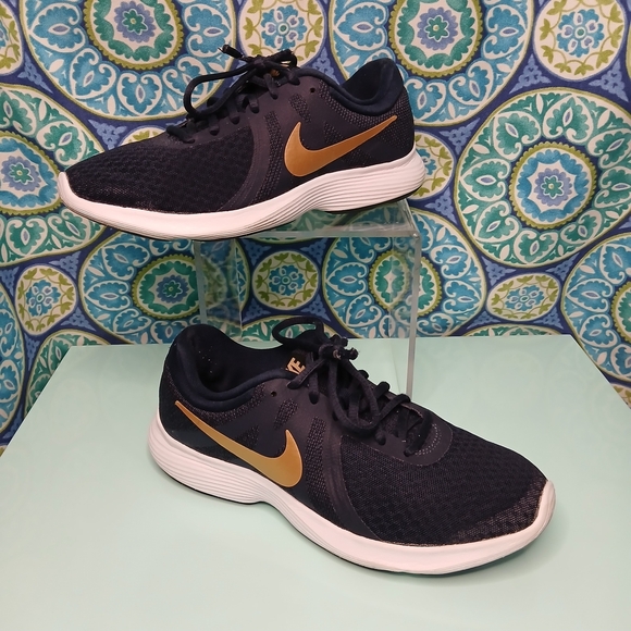 Nike Revolution Women's Shoes - Blue and Gold - Picture 1 of 10